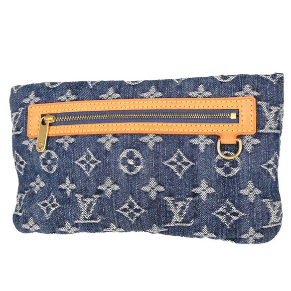 Louis Vuitton Blue Monogram Denim Pochette Plat Clutch Bag M95007 TH1026 166107 - Picture 2 of 9